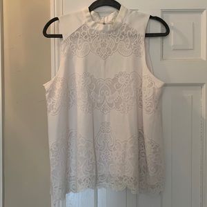 Women’s Anthropologie Greylin White Lace Sleeveless Blouse. Size: Medium.